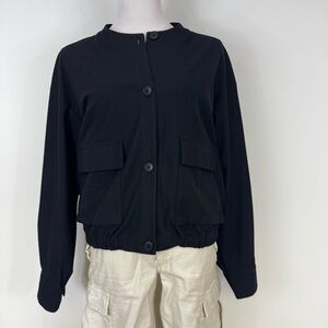 Muji Women's Black Button-Up Jacket Essential Outerwear Collection Size Medium